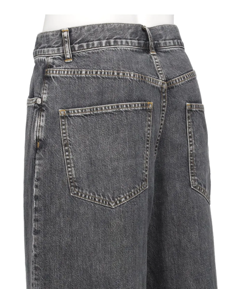 WASHED DENIM WIDE PANTS (SHORT LENGTH)